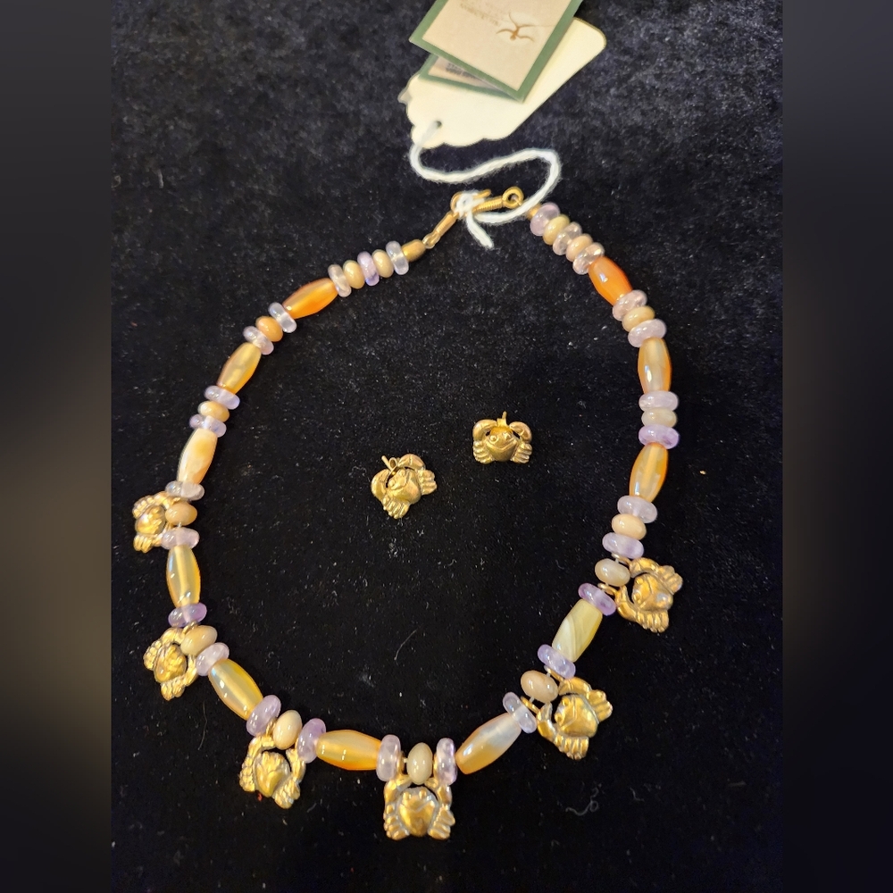 Pre-Colombian elegant Gold and Multicolor Beaded Bracelet Set
